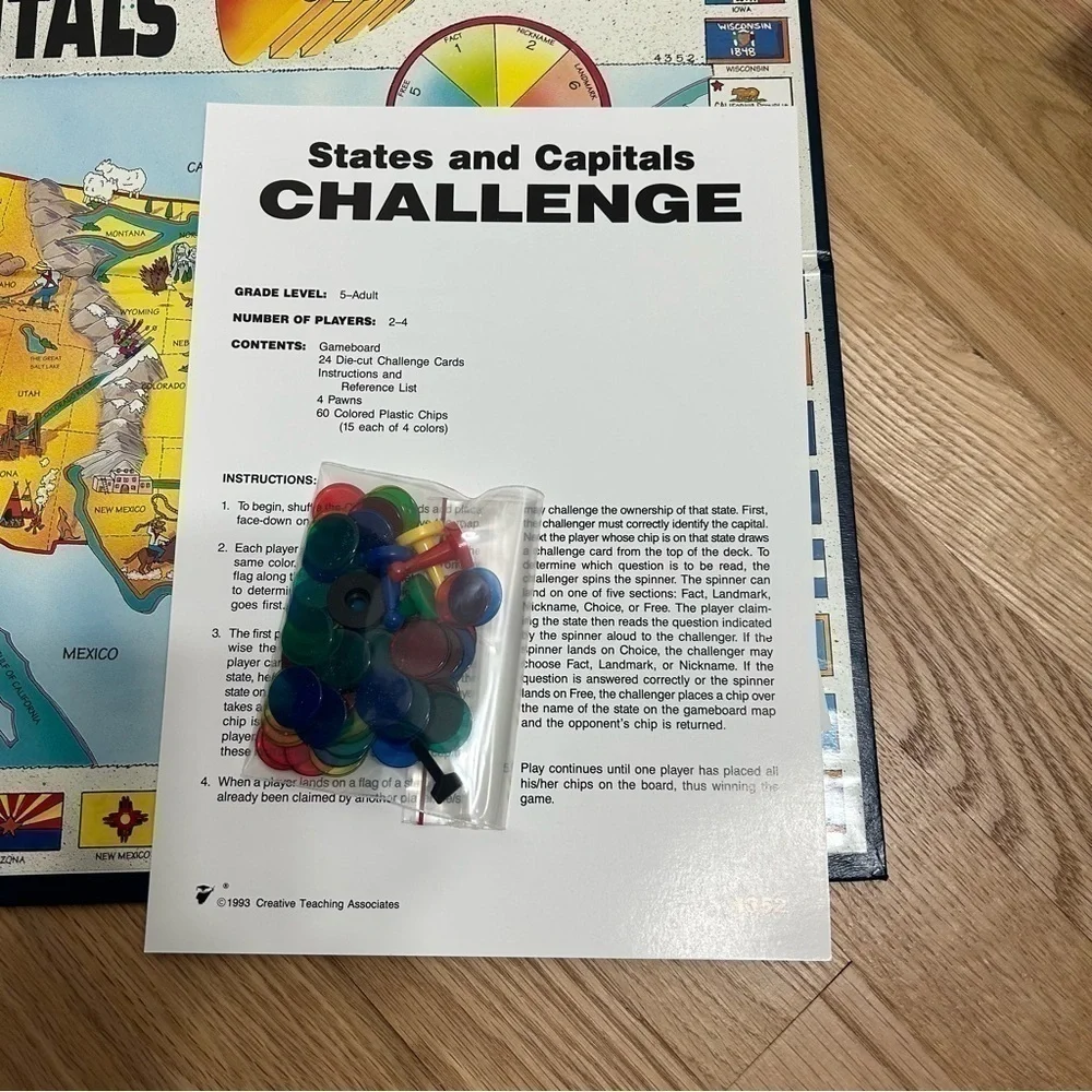 Vintage States & Capitals Challenge Board Game United States of America